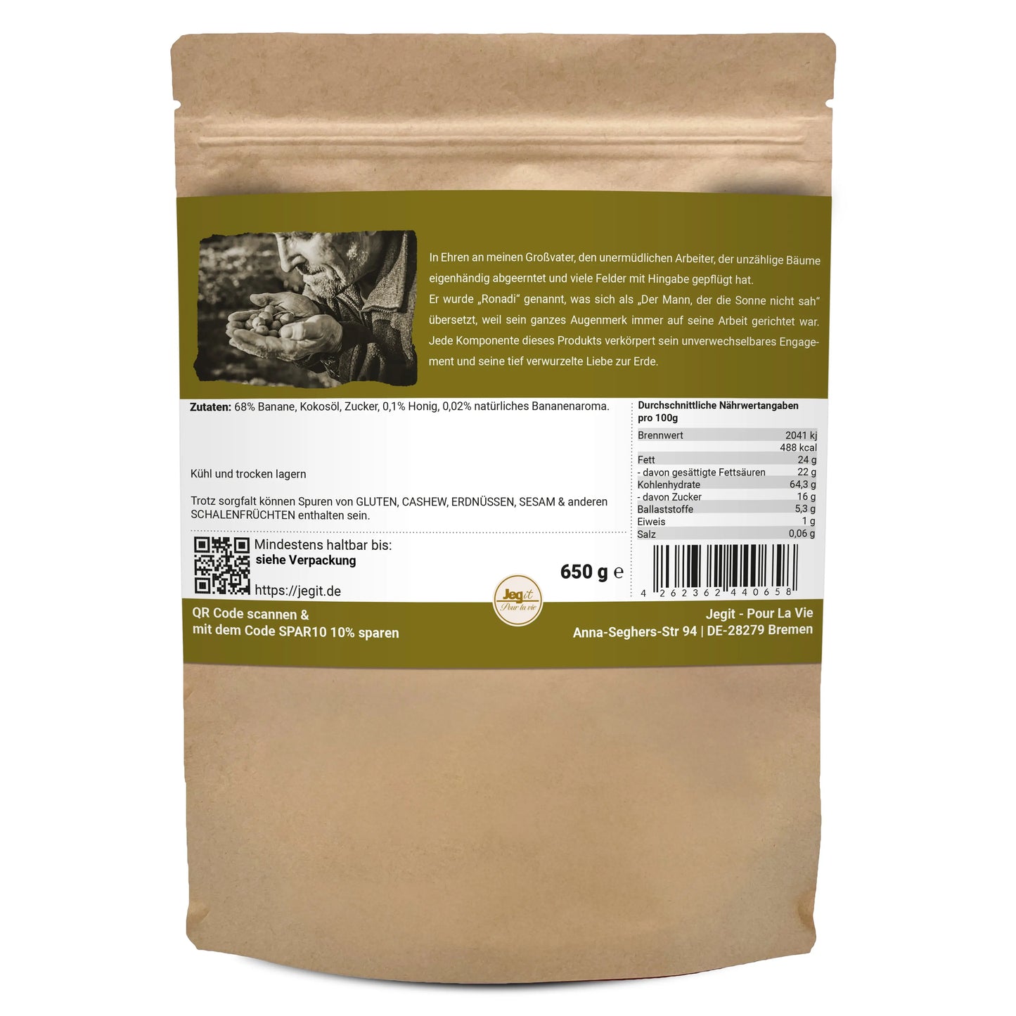 Banana Chips 650g with Honey Jegit - Pour La Vie
