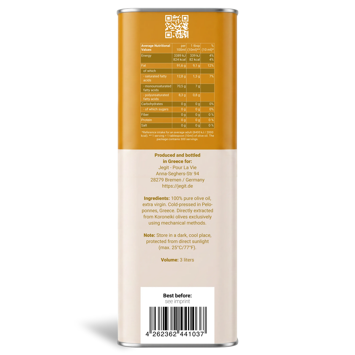 Natives Olivenöl extra 3L von der Peloponnes