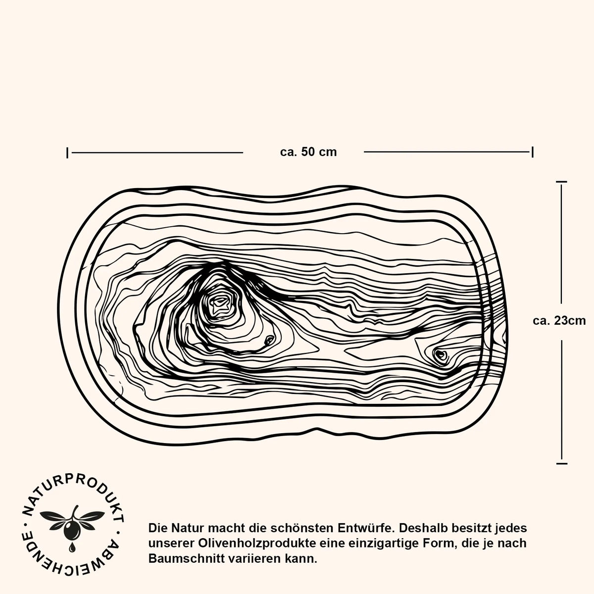 Olive Wood Cutting Board with Juice Groove (50x23 cm)