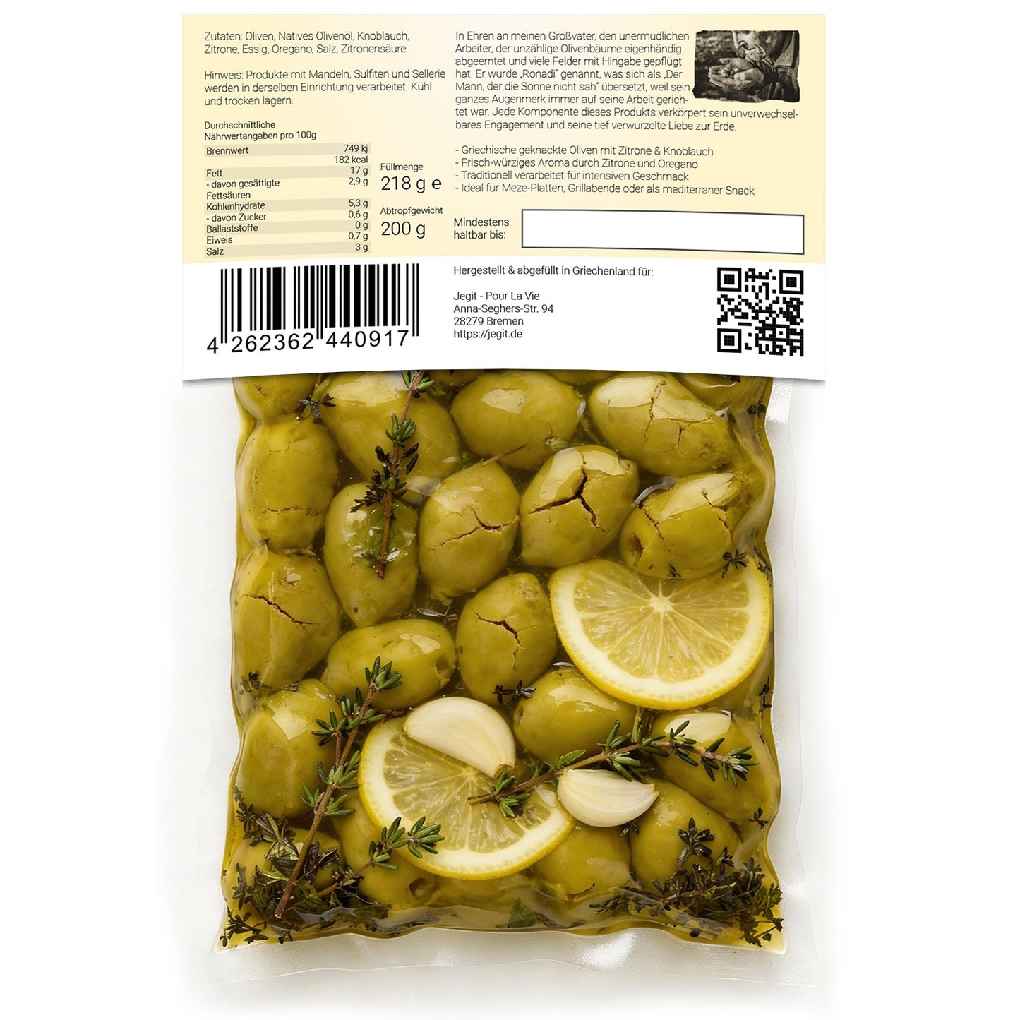 Greek Cracked Olives with Oregano, Lemon & Garlic