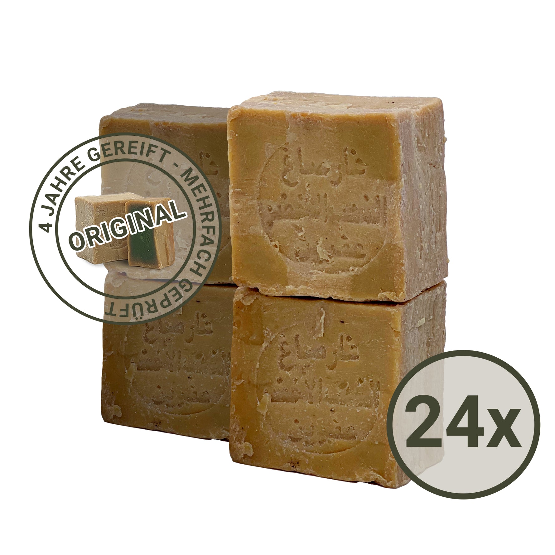 Alepposeife - 60% Olivenöl 40% Lorbeeröl 24x