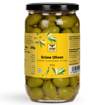Grüne Chalkidiki-Oliven mit Stein 300g