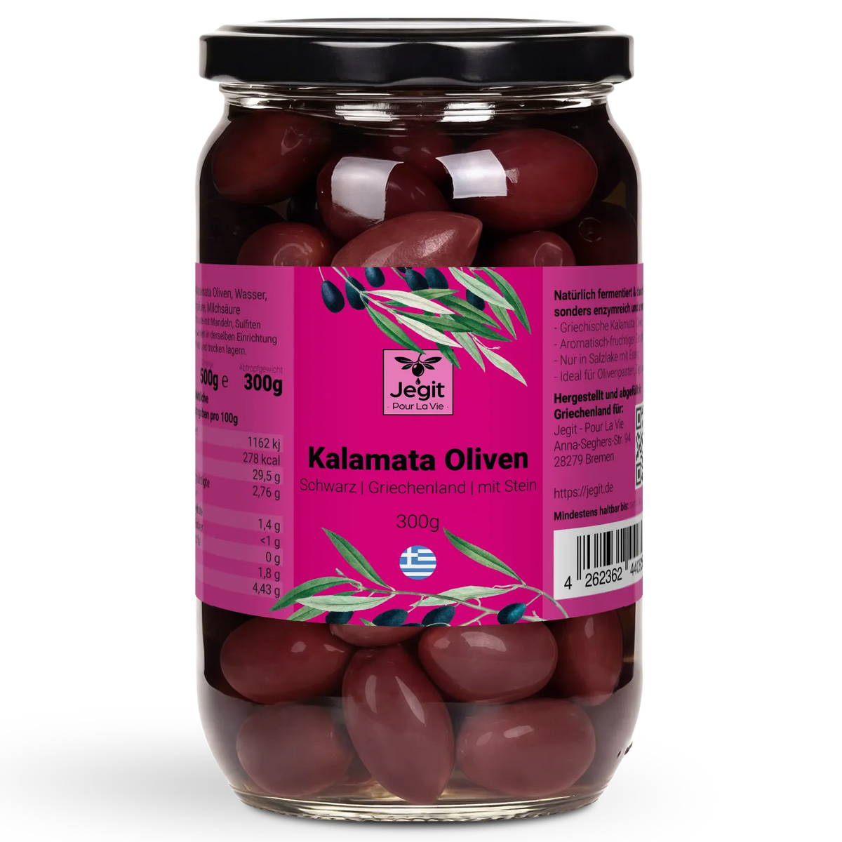 Schwarze Kalamata-Oliven mit Stein 300g