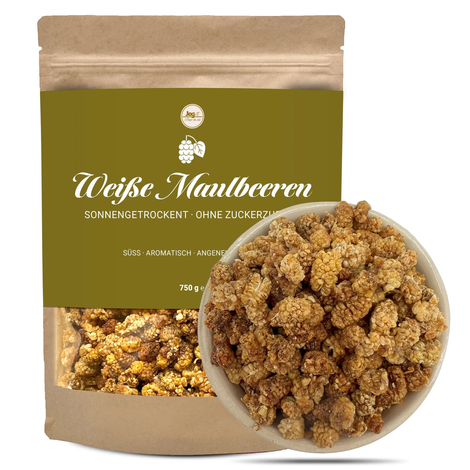 Mulberries 750g White, Dried Jegit - Pour La Vie