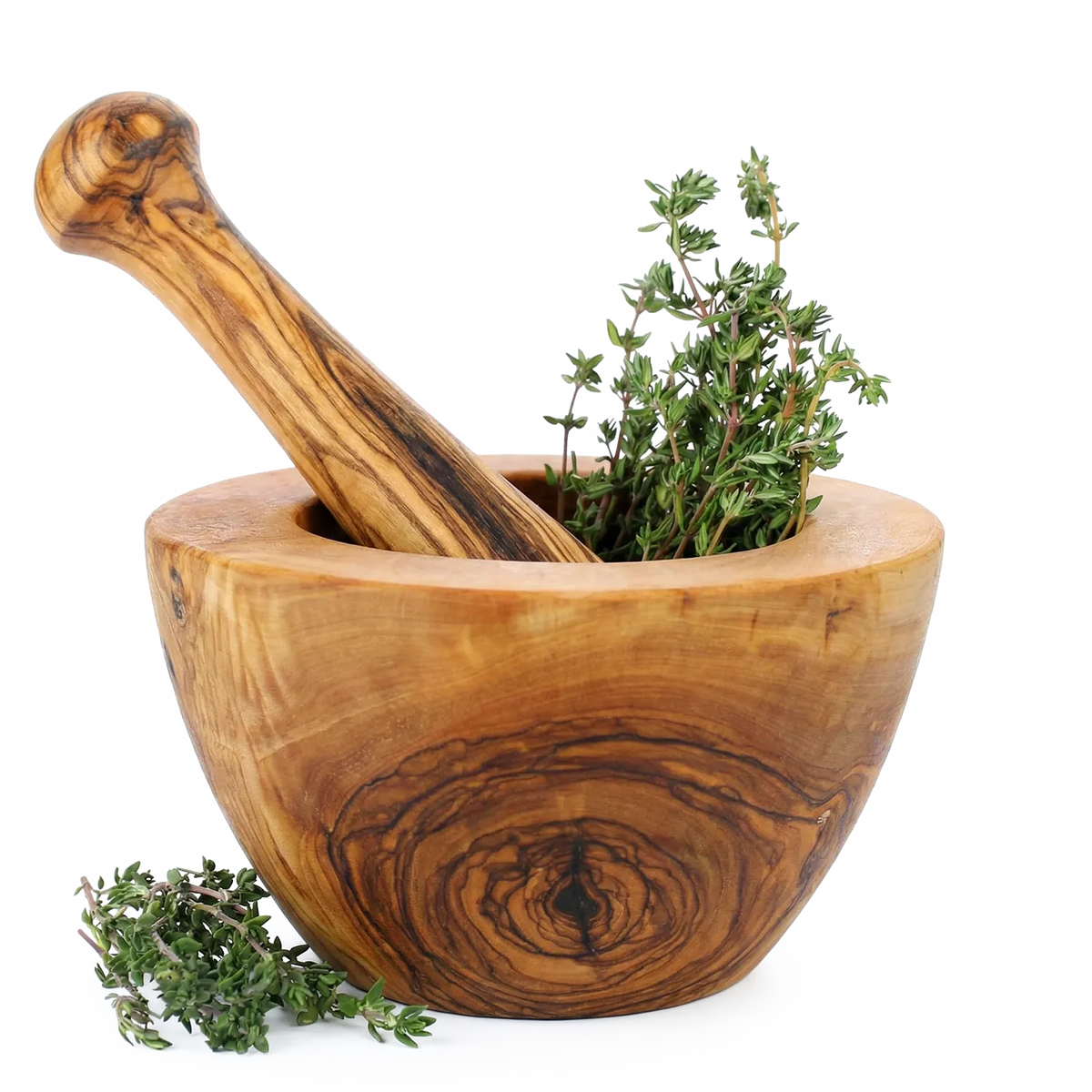Olive Wood Mortar & Pestle 14 cm