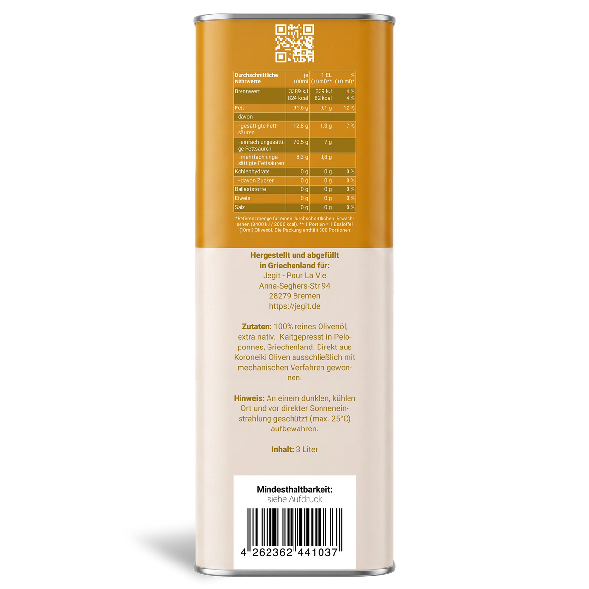 Natives Olivenöl extra 3L von der Peloponnes