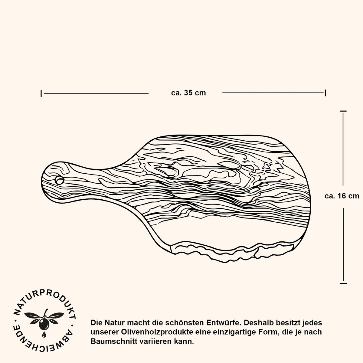 Olive Wood Antipasti Board with Handle 35 cm