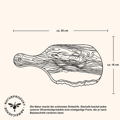 Olive Wood Antipasti Board with Handle 35 cm