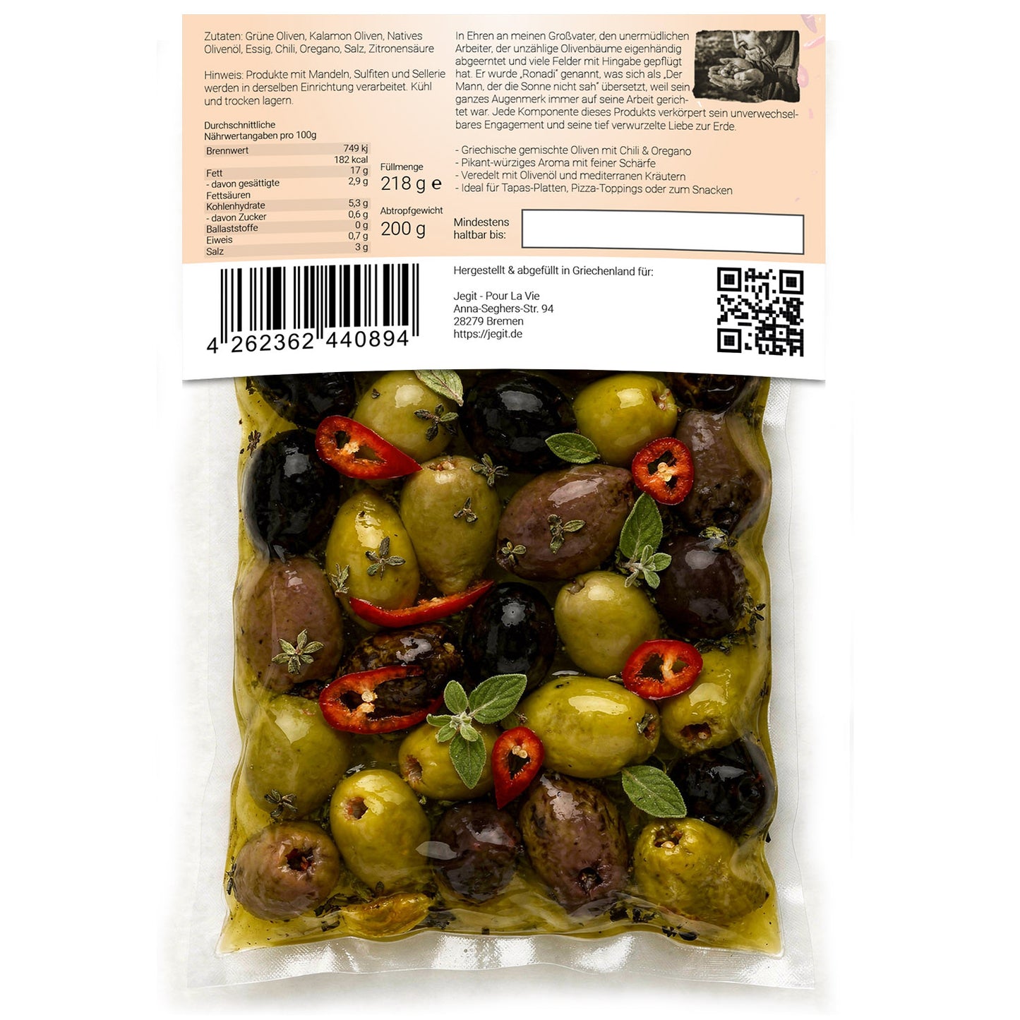 Greek Mixed Olives with Chili & Oregano