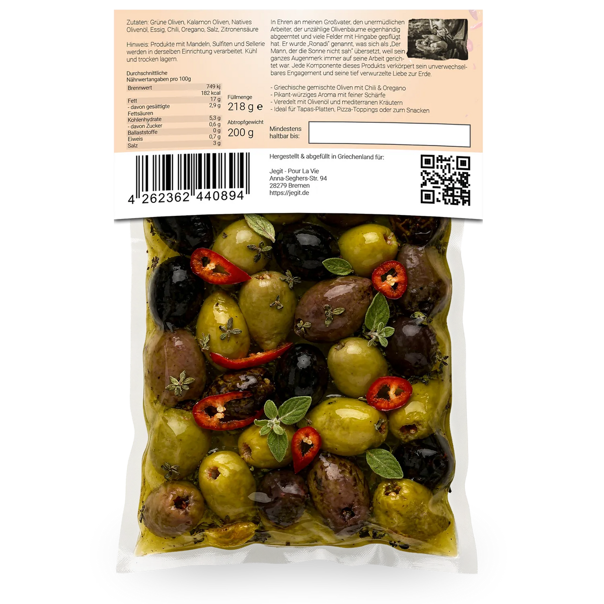 Greek Mixed Olives with Chili & Oregano