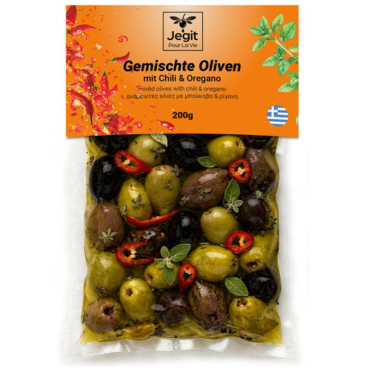Greek Mixed Olives with Chili & Oregano