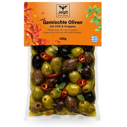 Greek Mixed Olives with Chili & Oregano