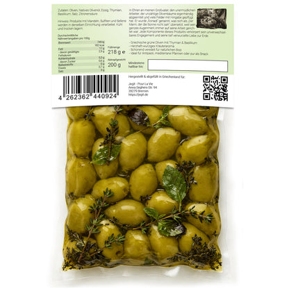 Greek Green Olives with Thyme & Basil