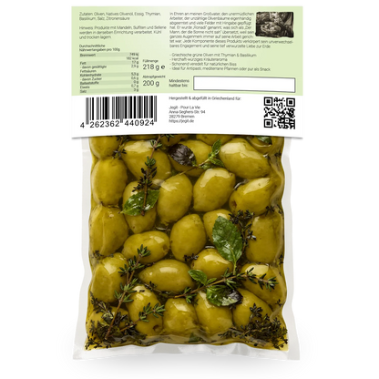 Greek Green Olives with Thyme & Basil
