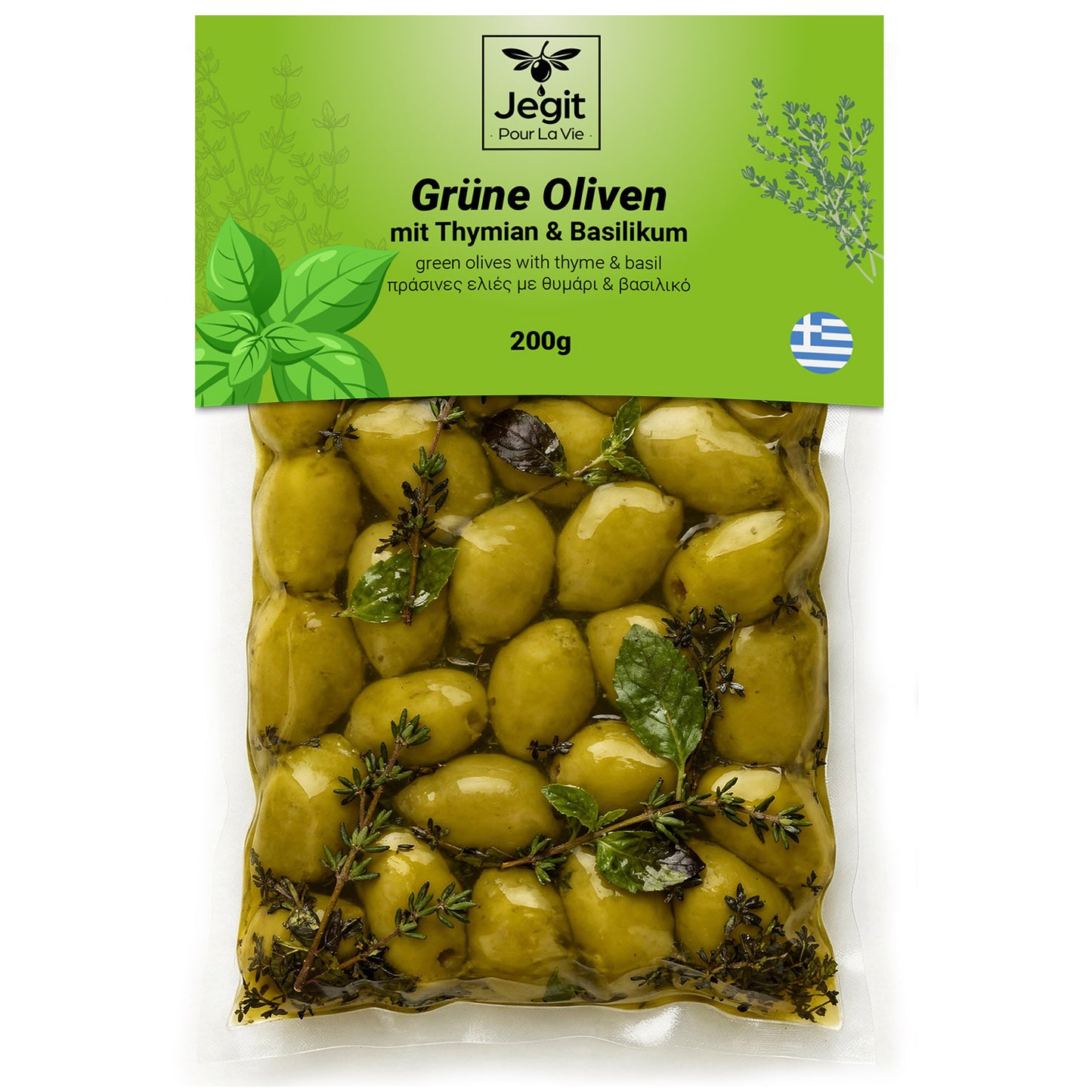 Greek Green Olives with Thyme & Basil