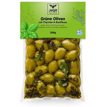 Greek Green Olives with Thyme & Basil
