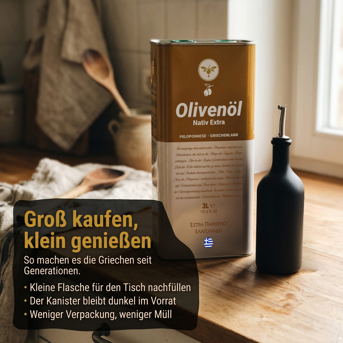 Natives Olivenöl extra 3L von der Peloponnes