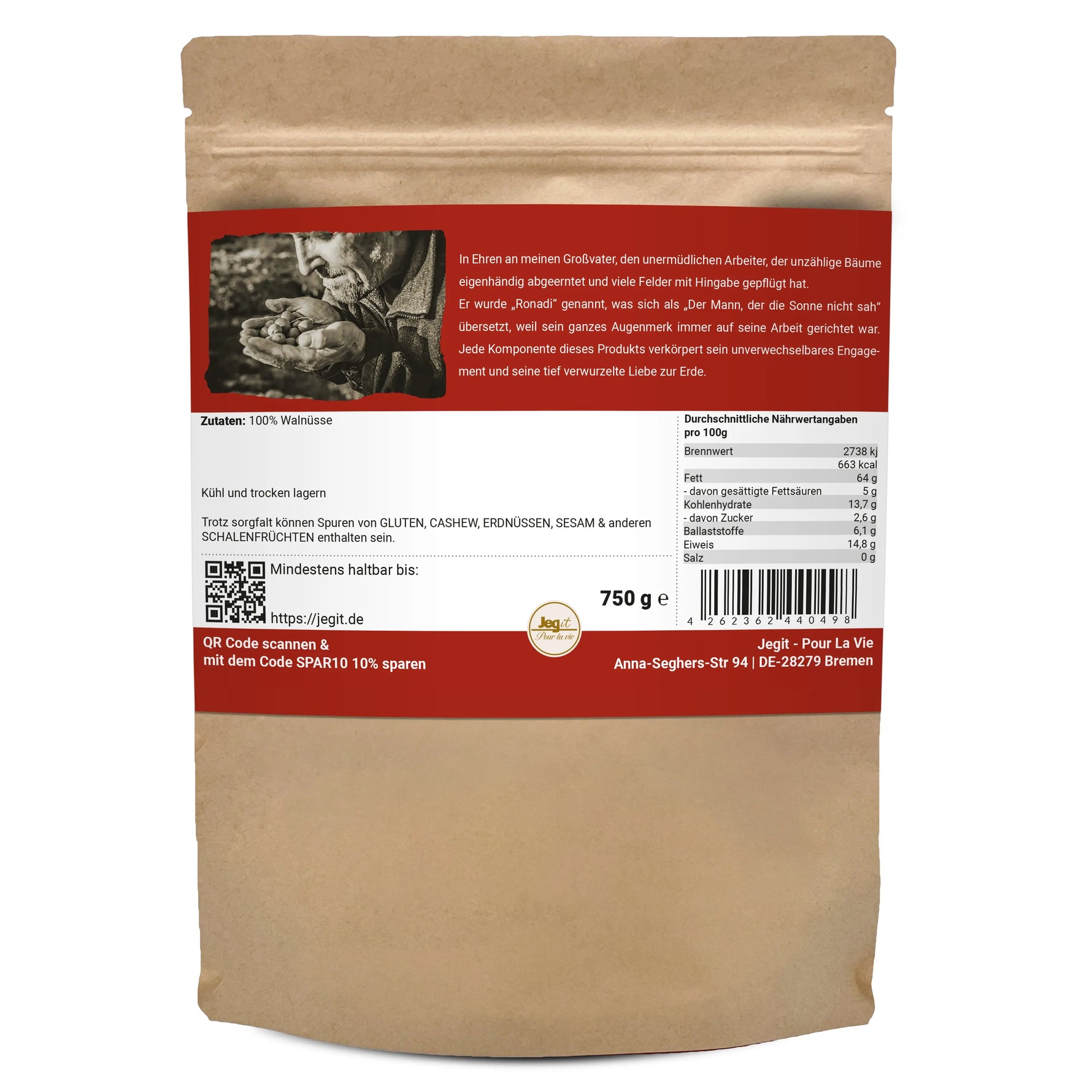 Walnut Kernels 750 g Jegit - Pour La Vie