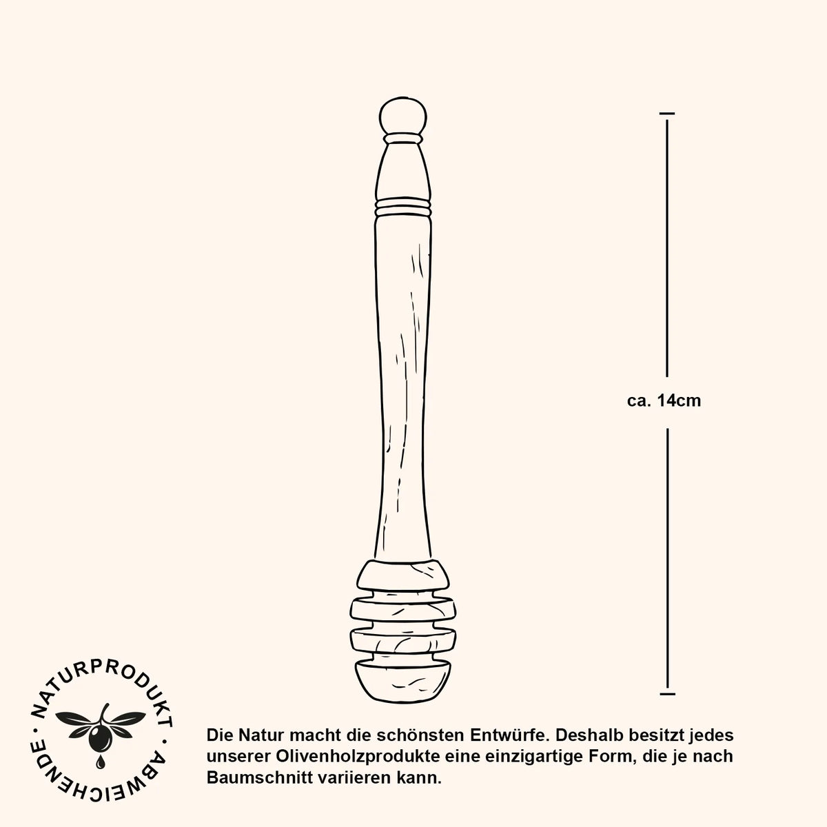 Olive Wood Honey Dipper 14cm