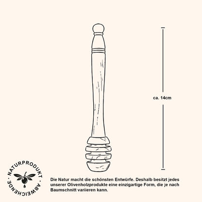 Olive Wood Honey Dipper 14cm